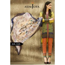 Asim Jofa Luxury Lawn Collection 2016 Original - 03 Pcs Suit AJL14-A
